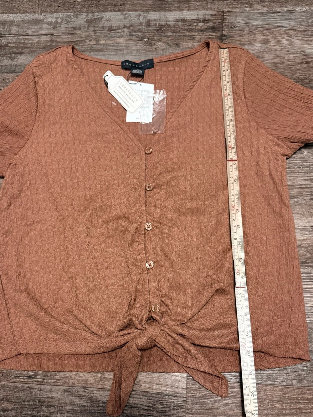 Sanctuary Rust Color  Tie-Front Short Sleeve Blouse NWT Size Small - Picture 4 of 8